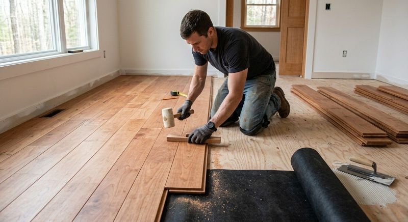 Cherry Floor Installation in Woonsocket, RI