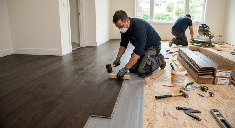 Dark Wood Floor Installation in Providence, RI